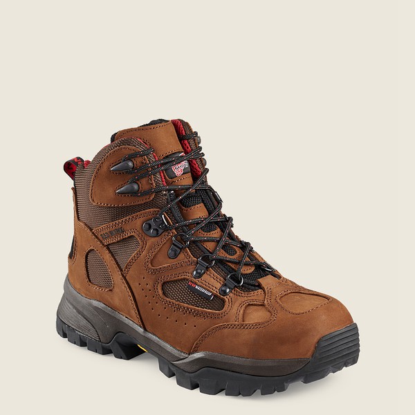 Red Wing Mens Hiking Boots - Truhiker - 6-inch Waterproof Safety Toe - Brown - PJK621743